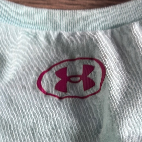 Under Armour Pink Logo Blue Short Sleeve Tee - Picture 6 of 6